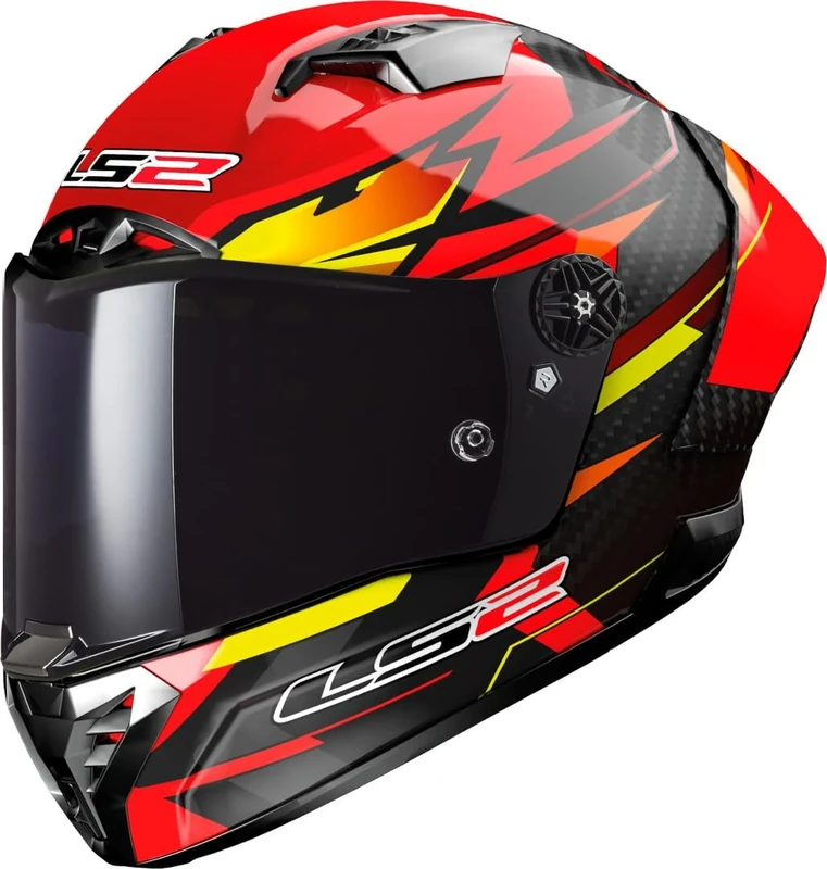 LS2 FF805 THUNDER GP CARBON Full Faced Motorcycle Helmet - ECE 22.06 - FIRE - Gloss Red Black - XL (61-62cm)