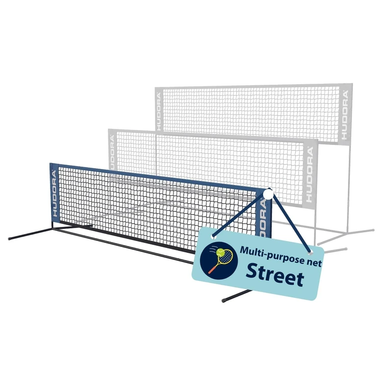 HUDORA Street multi-net - Multifunctional net for tennis & badminton - Height-adjustable outdoor net for the court & park - Sturdy & weather-resistant badminton net