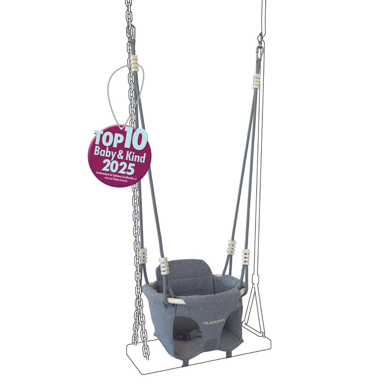 HUDORA Toddler swing attachment baby swing incl. transport bag - Sturdy outdoor swing with padded backrest & safety belt - Toddler swing seat with a load capacity of up to 12 kg