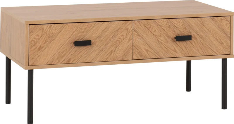 Seconique Leon 2 Drawer Coffee Table in Medium Oak Effect