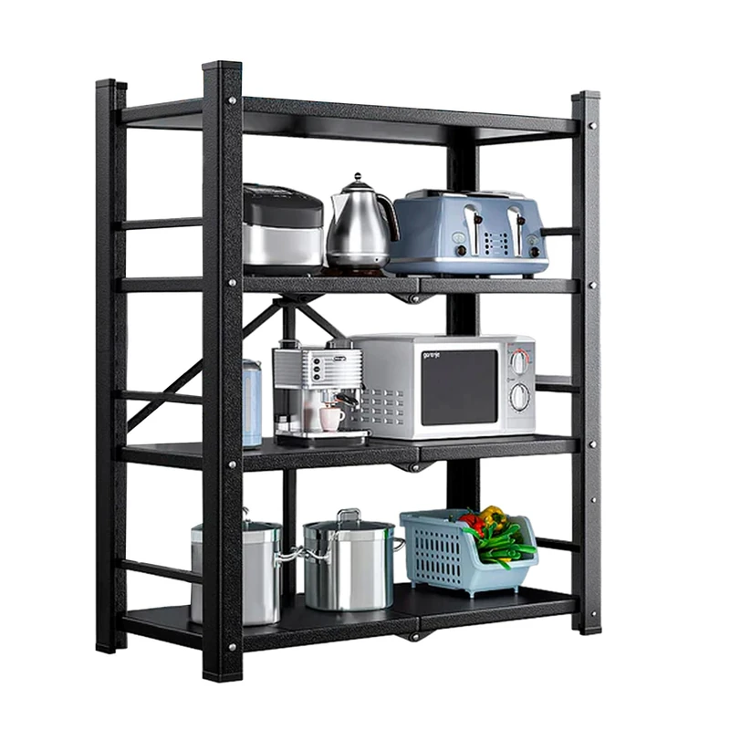 JOYBOS - 4-shelf storage rack in metal 73x37x115cm black - Image 1
