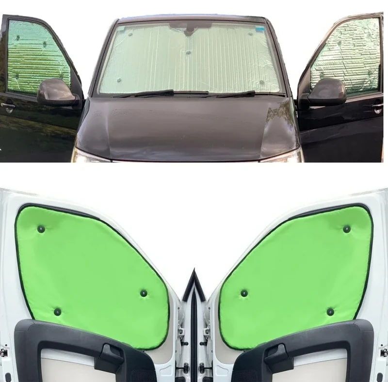 Window Blind Kit Compatible With Nissan NV300 (Years 2016-Date) (Full Set SWB With Barn Doors) With Backing Colour in Lime, Reversible