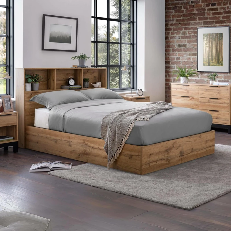 Julian Bowen Bali Ottoman Storage 150cm King Bed - Light Oak