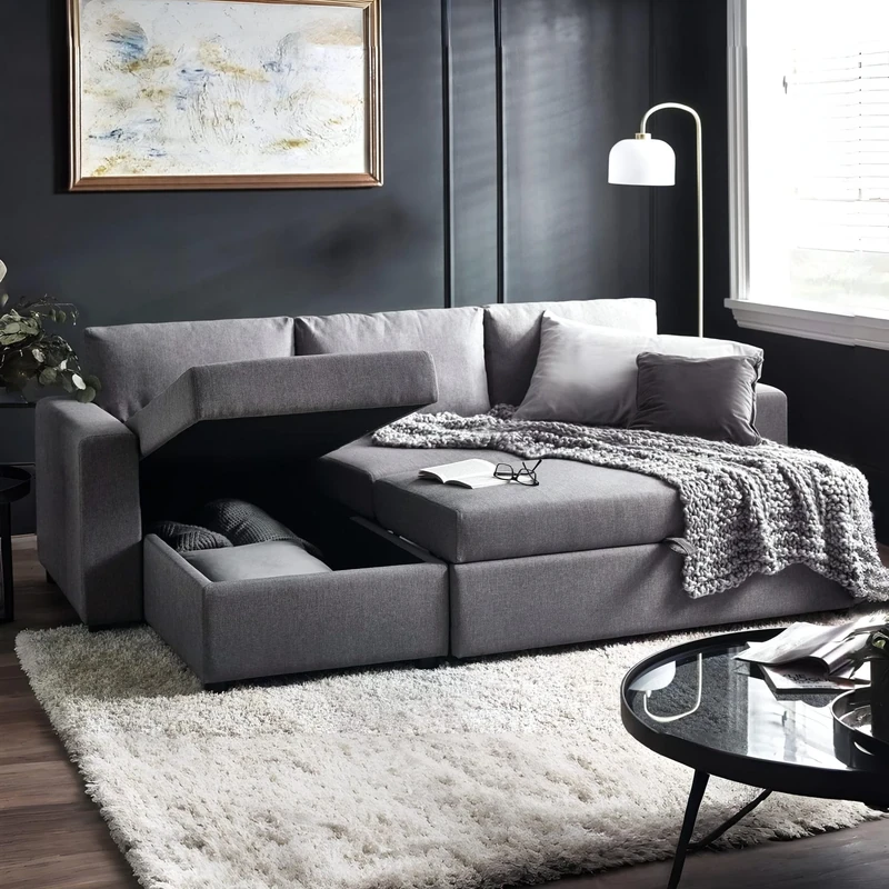 Julian Bowen Angel Sofabed with Storage-Light Grey, 3 Seater