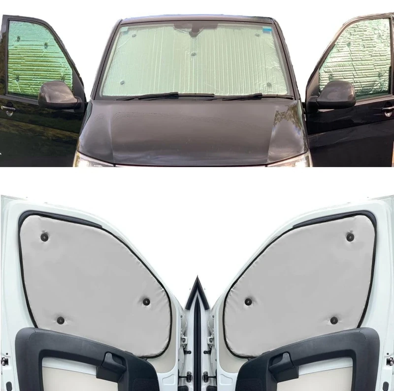 Window Blind Kit Compatible With Vauxhall Vivaro (Third Generation) (Years 2019-Date) (Full Set SWB With Barn Doors) With Backing Colour in Light Grey, Reversible