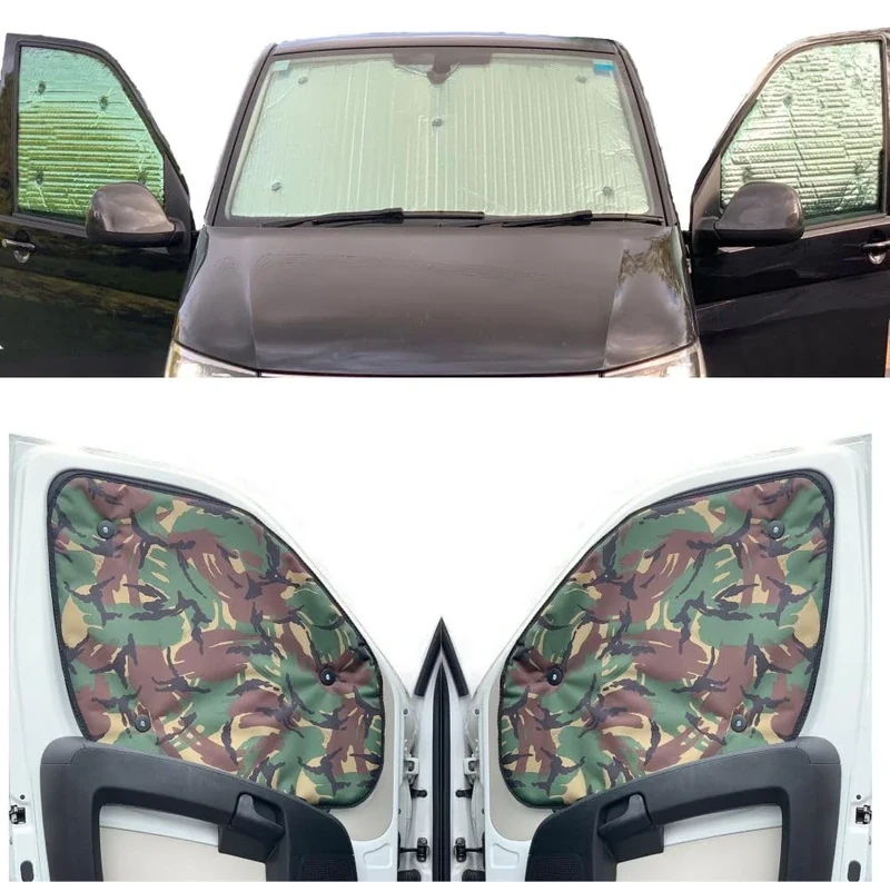 Window Blind Kit Compatible With VW Crafter (Second Generation) (Years 2017-Date) (Front Set) With Backing Colour in Camo, Reversible