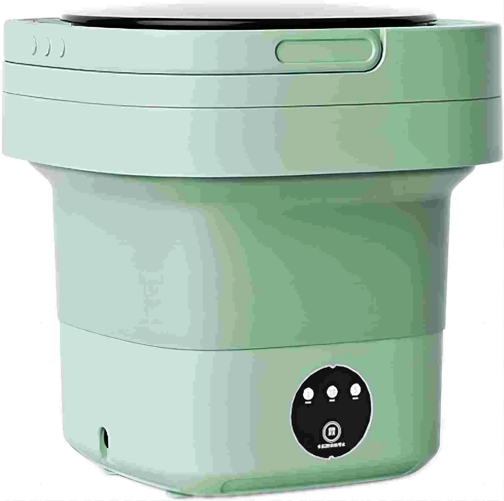 Portable Washing Machines, 8L Mini Washing Machine Foldable Washing Machine with 3 Modes, Travel Portable Washing Machine for Underwear, Sock, Baby Clothes, Camping, RV, Dorm, Apartment (Green)