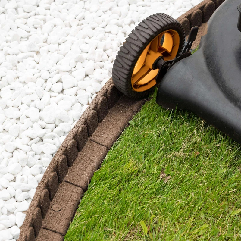 Nicoman Lawnmover Friendly Garden Border 4-ft Rubber Landscape Grass Lawn Mower Edging Section 120cm, Earth(Brown), Pack of 4