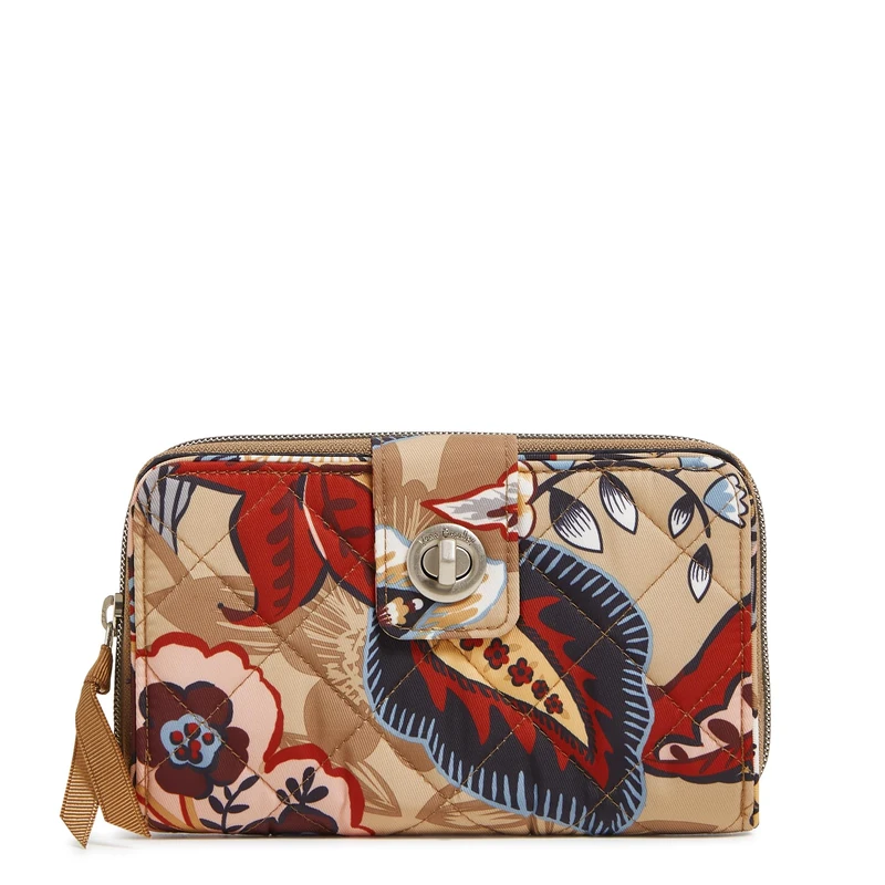 Vera Bradley Women's Performance Twill Turnlock Wallet with RFID Protection, Botanical Beauty, One Size