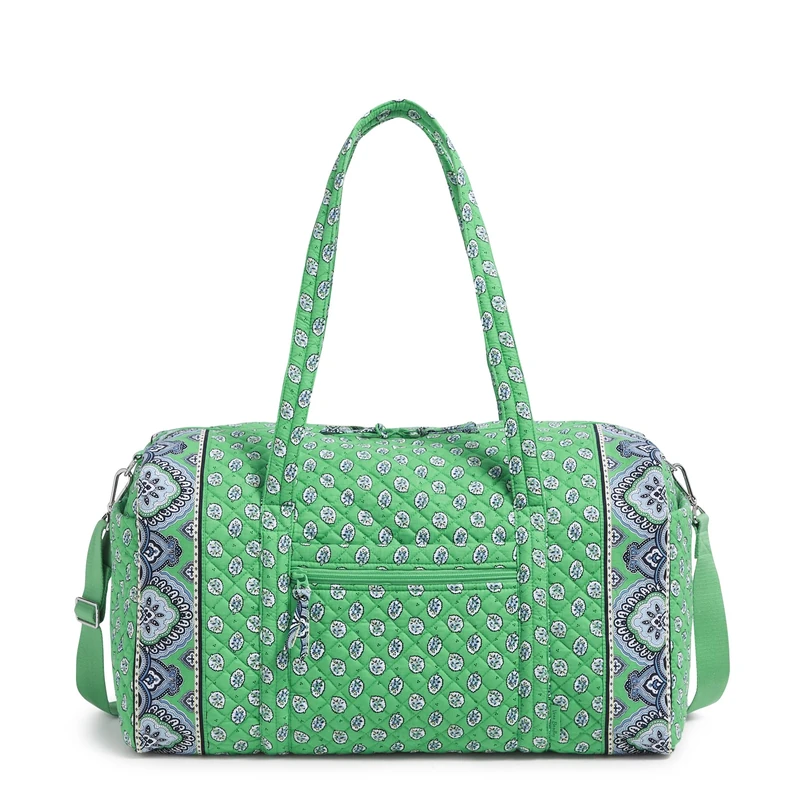 Vera Bradley Women's Cotton Large Travel Duffel Bag, Garden Green Leaf, One Size