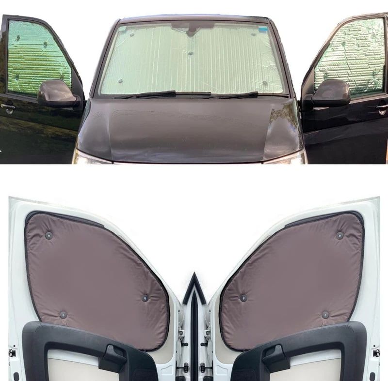 Window Blind Kit Compatible With Nissan NV300 (Years 2016-Date) (Full Set LWB With Barn Doors) With Backing Colour in Brown, Reversible