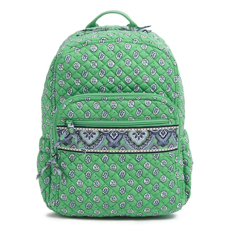 Vera Bradley Women's Cotton Campus Backpack, Garden Green Leaf, One Size