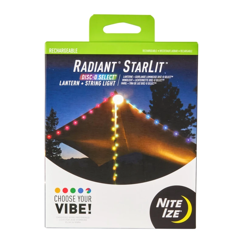 Nite IZE Radiant Starlit Rechargeable Lantern and String Light - Disc-O Select - Image 1