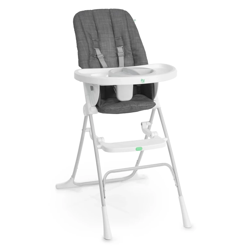 ity by Ingenuity Sun Valley Compact Folding High Chair, Food-Grade Safe Plate, Safety Harness, for Ages 6 Months and Up, Unisex - Grey