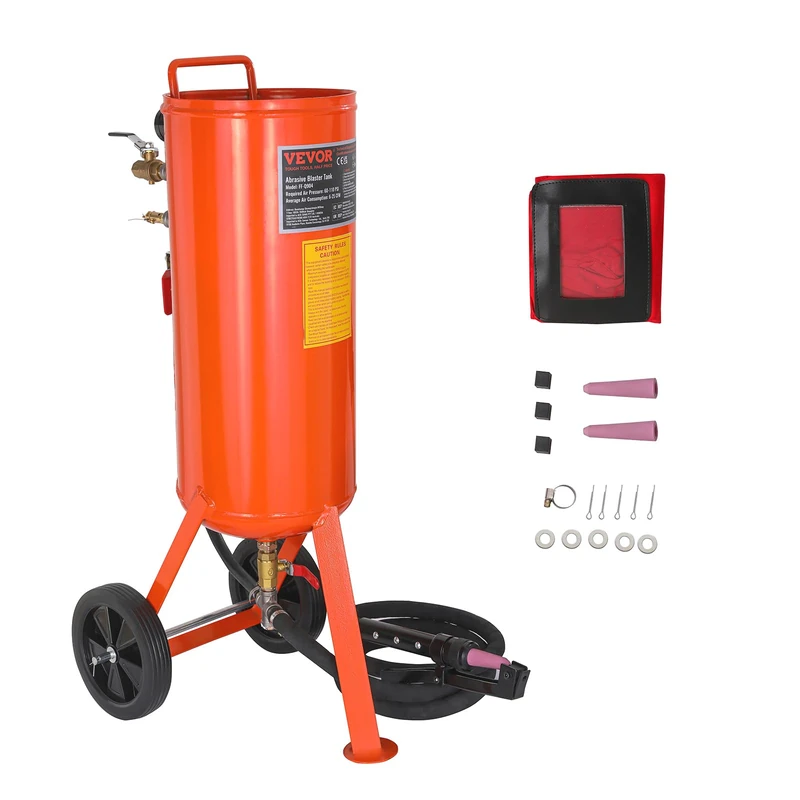 VEVOR High Pressure Sandblasting Kit 60-110 PSI Portable Abrasive Sandblasting Tank 137L with 2 Ceramic Nozzles and Water and Oil Separator for Removing Paint, Stains, Rust