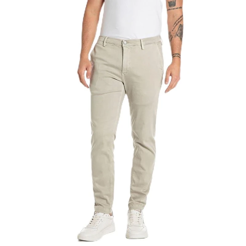 REPLAY Herren Chino Zeumar Slim-Fit Hyperflex X-Lite mit Stretch, Grau (Moon Grey 604), 34W / 30L