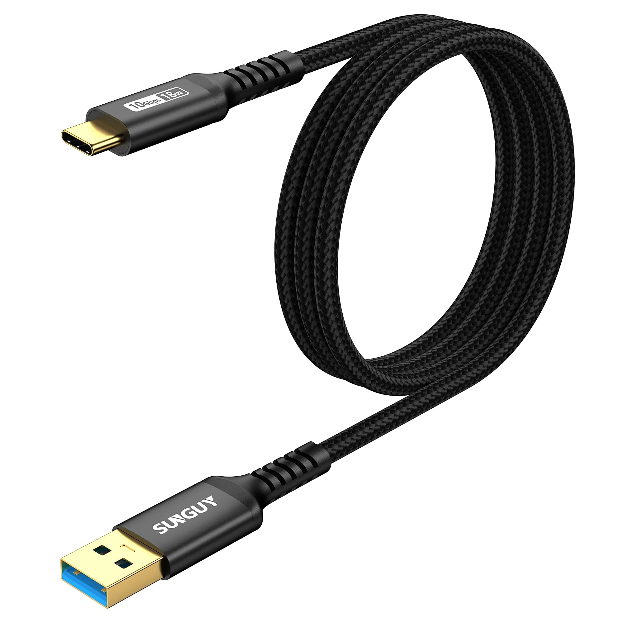 SUNGUY USB C Android Auto Cable 3FT, 10Gbps USB C 3.1 Gen2 USB A to USB C Data Transfer Cable, 3A Fast Charging USB Type C Cord for 15/15 Pro Max, Samsung Galaxy S23, iPad Pro, Black