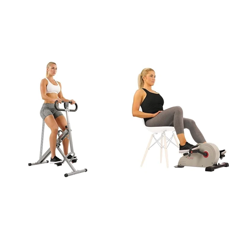 Bundle of Sunny Health & Fitness Squat Assist Upright Row-N-Ride Rowing Machine - NO.077S + Sunny Health and Fitness Magnetic Under Desk Pedal Exerciser,SF-B0891