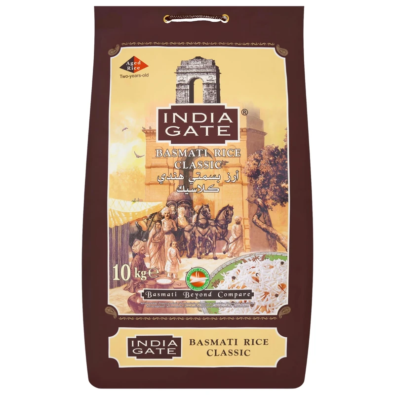 India Gate Classic Basmati Rice 10kg | Extra Long Grain | 2 years aged Rich Aroma & Flavour | Gluten-Free | World’s No.1 Premium Basmati | Bulk rice | Ideal for Cooking & Family Meals