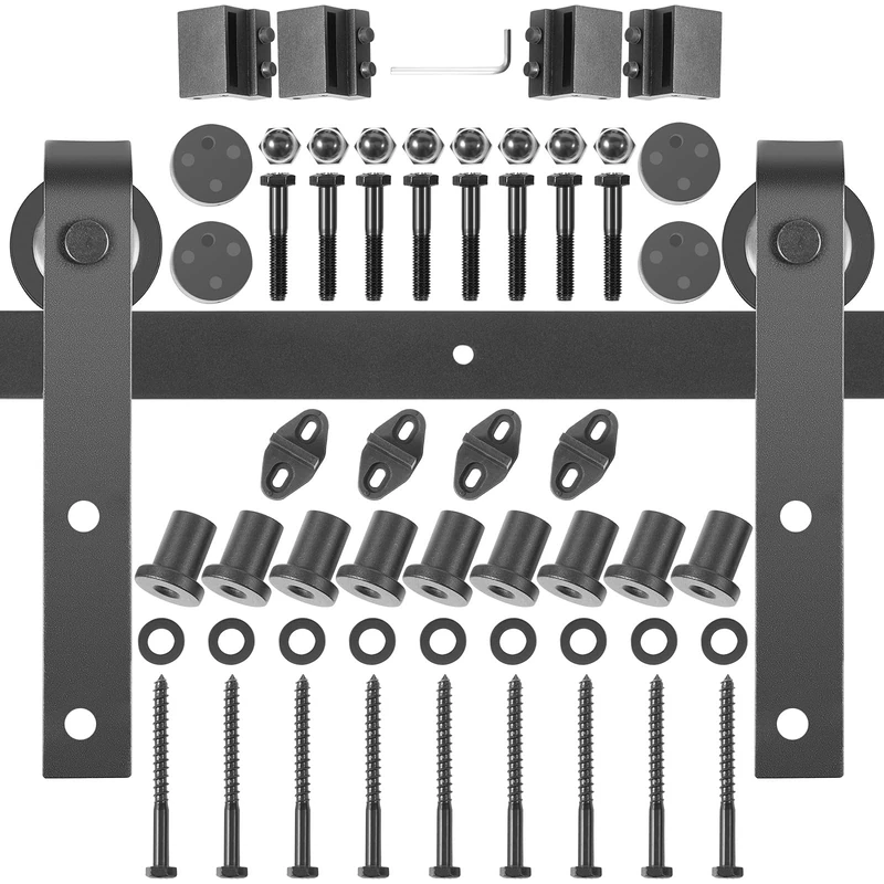 VEVOR Sliding Barn Door Hardware Kit, 12FT Barn Door Kit, 330LBS Load-Bearing Double Barn Door Hardware Kit, Carbon Steel Barn Door Track, Darn Door for 1.57-1.77" Thickness & 6FT Wide Door Panel