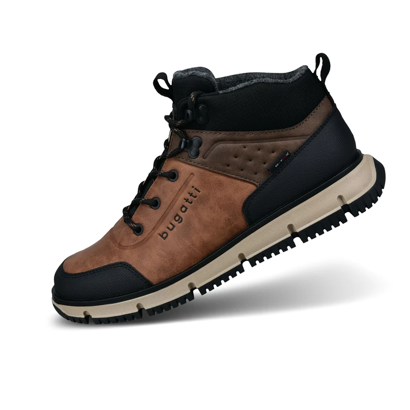bugatti Men's Lace-Up Boots, Men's Boots, Cold Lining, Interchangeable Footbed, Cognac Black, 7 UK