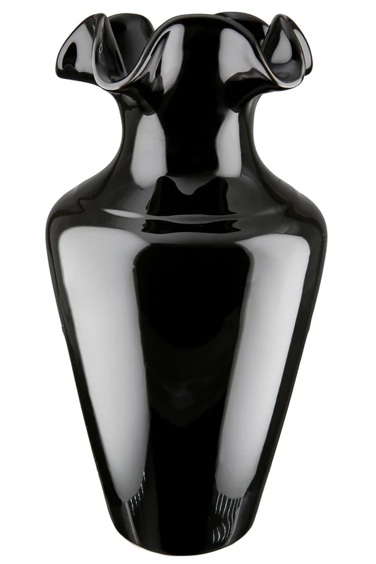 GILDE Irina Ceramic Vase Glossy Black Glazed Conical 40 cm High Decoration Home Accessory Gift Living Room