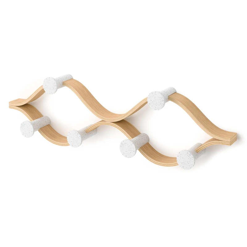 Umbra Montage Wall-Mounted Coat Rack with 6 Hooks, White/Natural