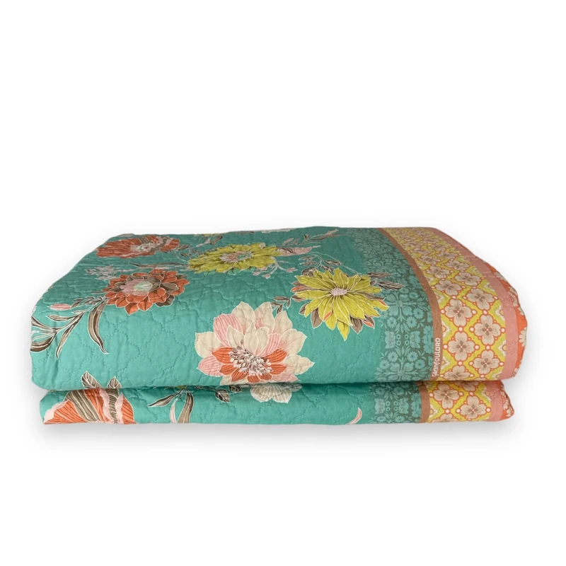 Bassetti Polillipo 9328453 Bedspread 100% Cotton in Green V1 Dimensions 265 x 255 cm