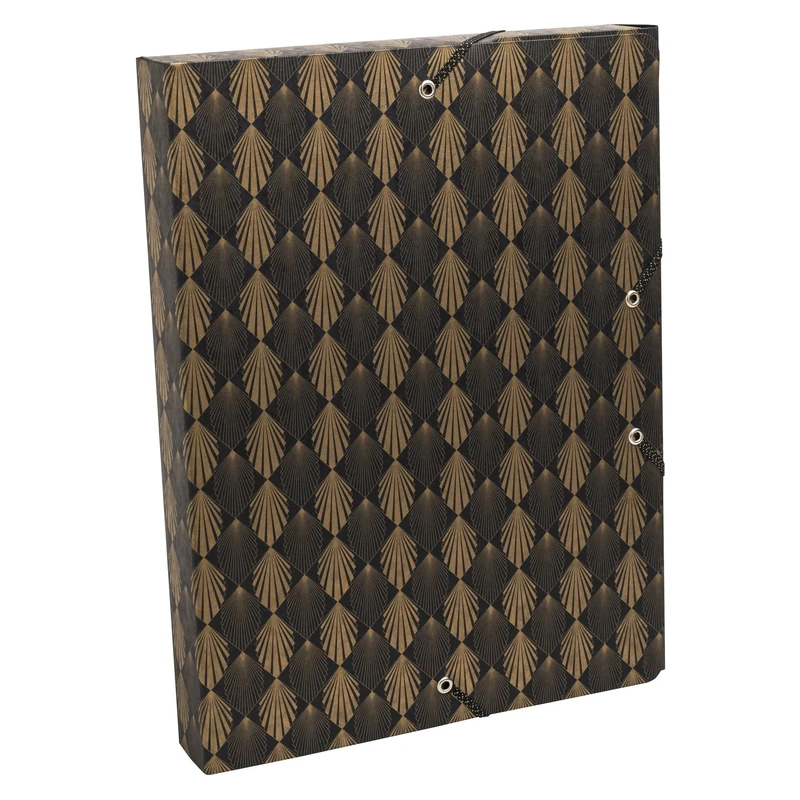 Exacompta - Ref 59350E - Box of 8 Neo Deco File Boxes with Black and Gold Elastic Bands - in Glossy Card 600 g/m2 - Spine 2.5 cm - Dimensions 25 x 33 cm - for A4 Format - Assorted Colours