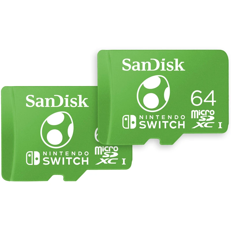 SANDISK microSDXC card licensed for Nintendo Switch consoles, 64GB Yoshi edition (up to 100 MB/s, Nintendo gaming storage, UHS-I, V30, U3) Twin Pack