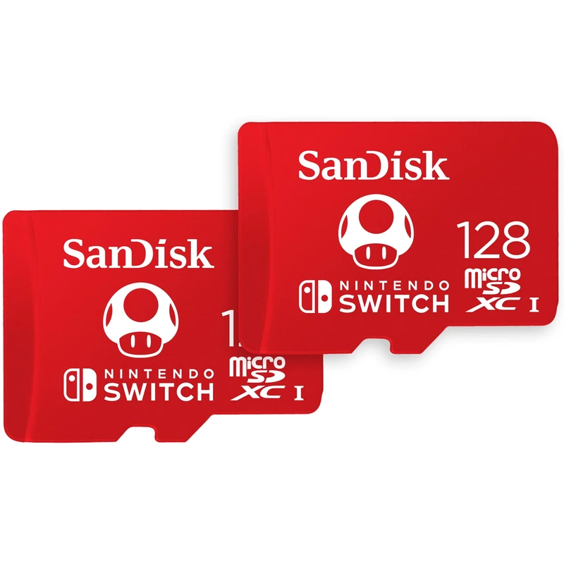 SanDisk 128GB microSDXC card for Nintendo Switch consoles, Super Mario edition, up to 100 MB/s, Nintendo gaming storage, Nintendo Licensed Product, UHS-I, Class 10, U3, Twin Pack