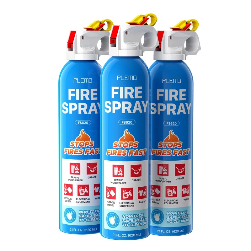 Plemo Fire Extinguisher All-in-One, Fire Extinguishers Compact for Home, Car, Kitchen, Truck, and Boat, FS620, 3-Pack