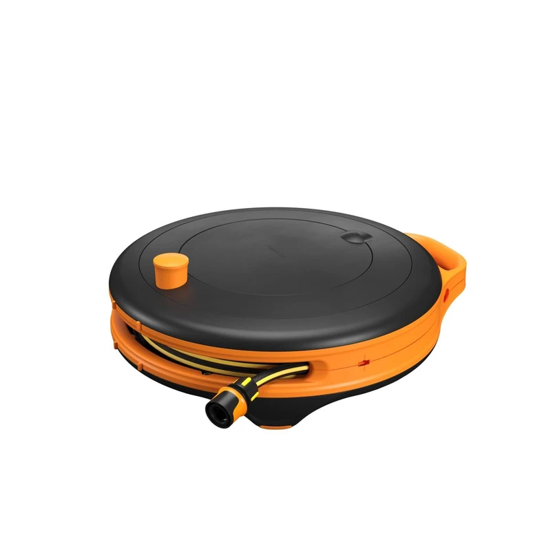 Fiskars Comfort Waterwheel S, All-Inclusive Irrigation Set, 15 m Total Reach, Automatic Reel, Universal Size Garden Hose (Diameter 9 mm), Universal Tap Connector, 1071660