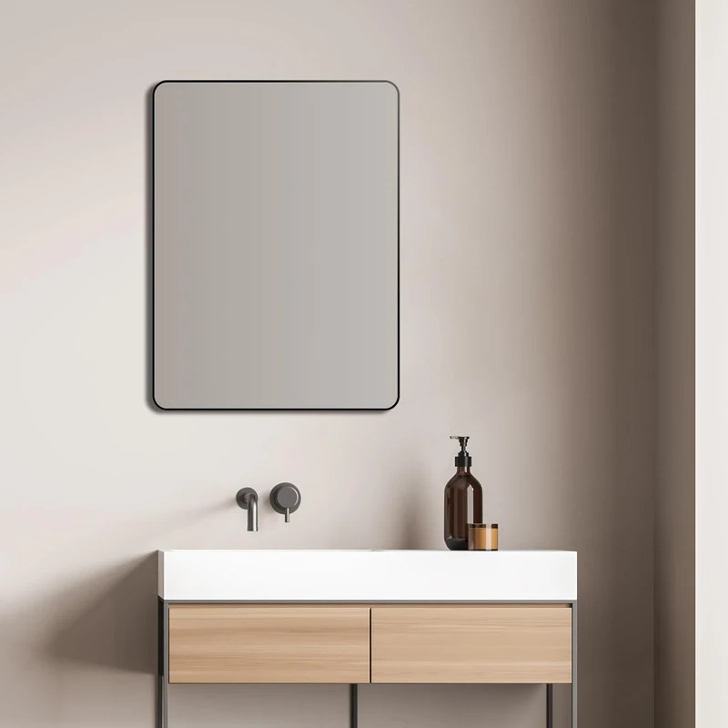 Talos Picasso Design Mirror Black 60 x 80 cm Aluminium Frame for Timeless Ambience Perfect Bathroom Mirror and Wall Mirror