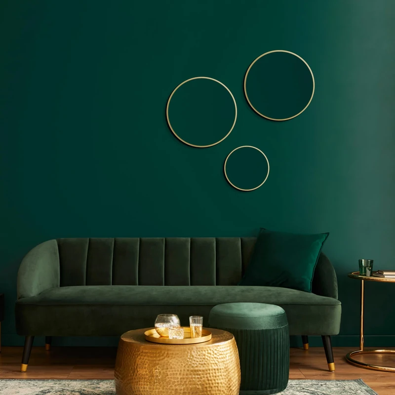 Talos Picasso Gold Mirror Diameter 40 cm Aluminium Frame, Round Bathroom Mirror for Stylish Ambience - Elegant Wall Mirror that combines Functionality and Design