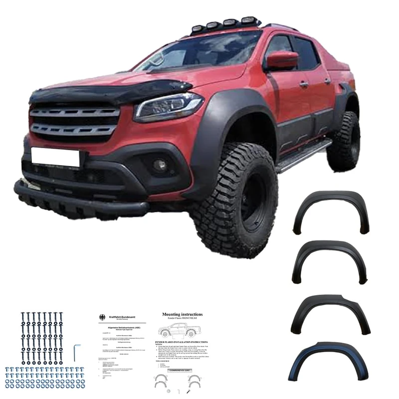 Oneway Set Fender Flares compatible with Mercedes X-Class W470 2017- (Jumbo) - Matt black