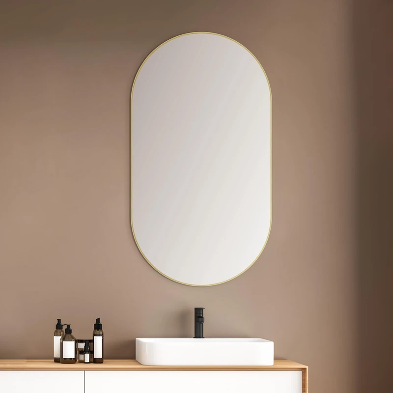 Talos Picasso Design Picasso Gold Mirror 50 x 90 cm Aluminium Frame for Timeless Ambience Perfect Bathroom Mirror and Wall Mirror