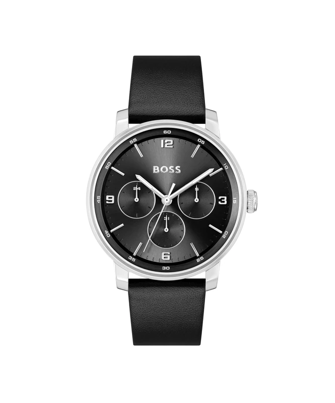 BOSS Analogue Multifunction Quartz Watch for Men Contender Collection with Black Leather Strap - 1514125