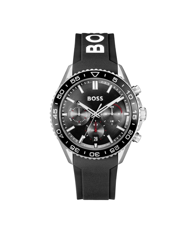 BOSS Chronograph Quartz Watch for Men Runner Collection with Black Silicone Bracelet - 1514141