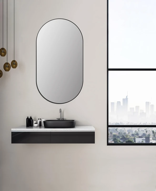 Talos Picasso Design Mirror Black 50 x 90 cm Aluminium Frame for Timeless Ambience Perfect Bathroom Mirror and Wall Mirror