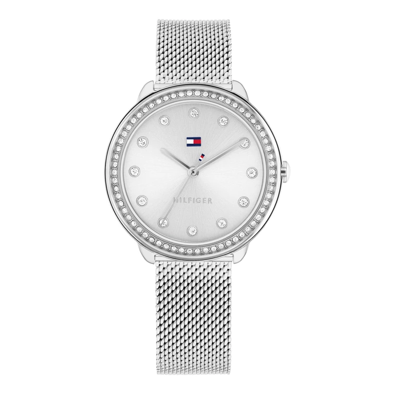 Tommy Hilfiger Three Hand Quartz Movement Watch for Women with Silver Stainless Steel Mesh Bracelet - 1782698