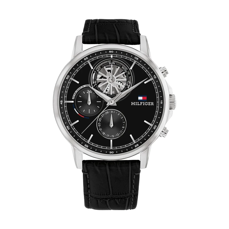 Tommy Hilfiger Analogue Multifunction Quartz Watch for Men with Black Leather Strap - 1710605