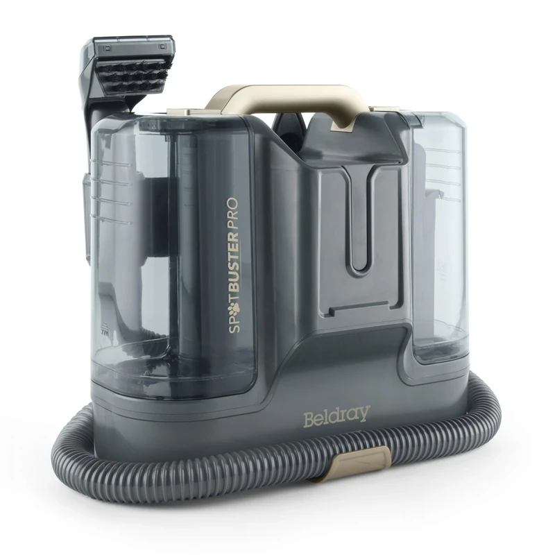Beldray BEL01842 Spot Cleaner – Spot Buster Pro, Extendable Hose for Stairs, Portable and Compact, Lifts Spills, Stains, Pet Hair & Messes, Removable 1.8L Dual Water Tank, Scrub Brush Head, 450W
