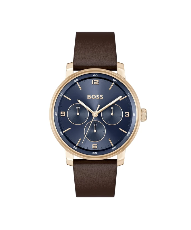 BOSS Analogue Multifunction Quartz Watch for Men Contender Collection with Brown Leather Strap - 1514126