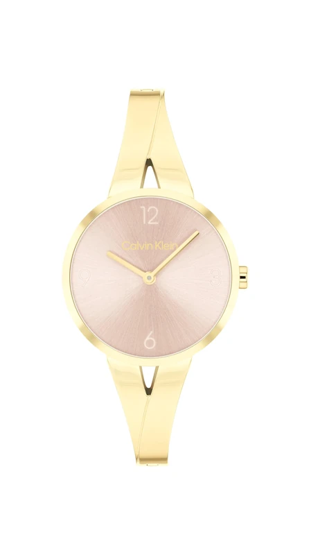 Calvin Klein Analogue Quartz Watch for Women Joyful Collection with Gold Colored Stainless Steel Bangle Bracelet - 25100027