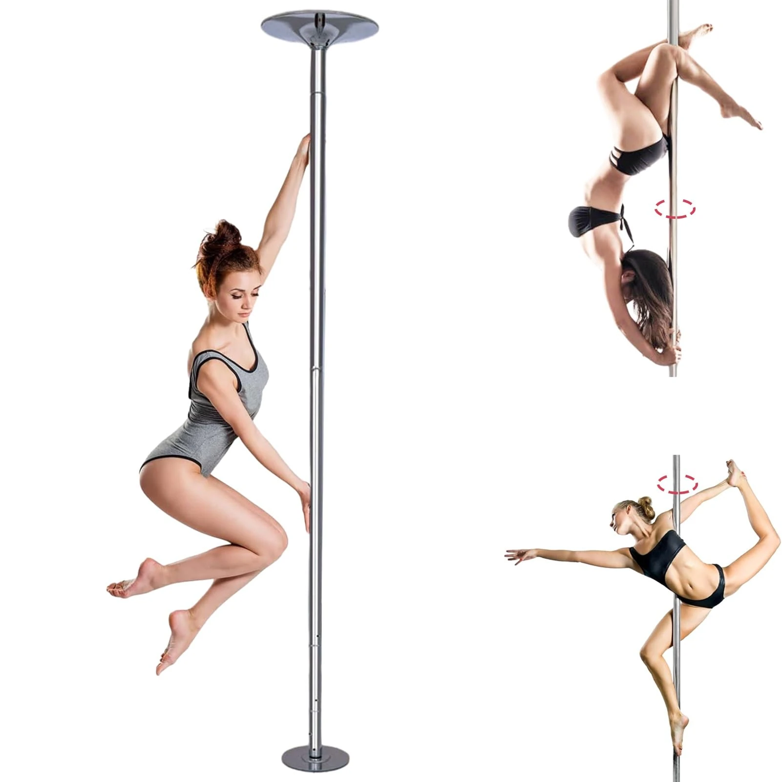 NUNETH 7ft- 12ft Spinning Stripper Pole with Extension Piece, Home Bedroom Apartment Romantic Dance Pole Kit, Portable Pole Dancing Pole Free Standing (Color : Height 2.23-3.74m(7.3ft-12.3ft))