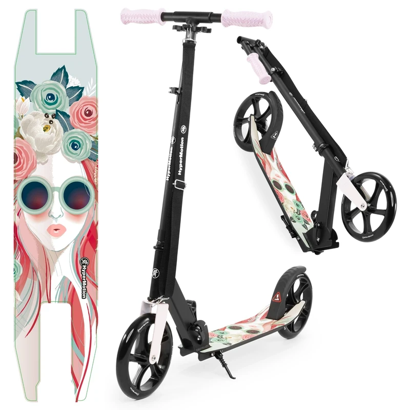 HyperMotion Two-Wheel Scooter VIBE for Children 7+ and Youth, Maximum Load up to 100 kg, Aluminum, Foldable, Adjustable Handlebar Height, ABEC-7 Bearings, 200 mm Wheels, Pink