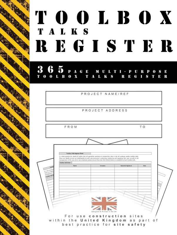 TOOLBOX TALKS REGISTER: 365 page multi-purpose toolbox talks register (ESSENTIAL SITE DOCS)
