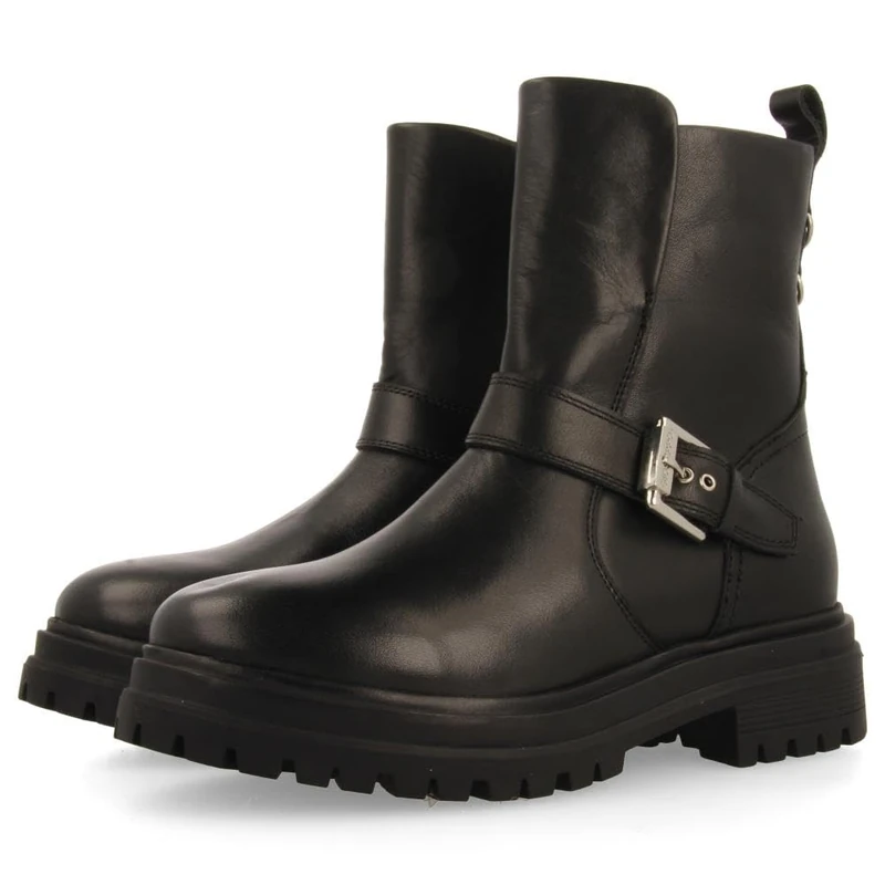 GIOSEPPO SIBIRIEN Leather Biker Boots, Black/White, 5 UK