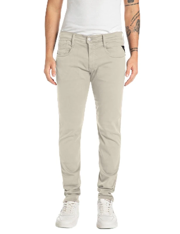 Replay Herren Jeans Anbass Slim-Fit Hyperflex Colour X-Lite mit Stretch, Grau (Moon Grey 604-1), 34W / 30L